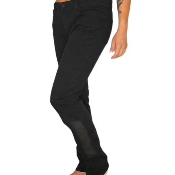 Paige Jimmy Jimmy Skinny 29 Black Midrise Jeans Sheer Panels - Picture 4 of 6